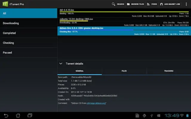 tTorrent Lite android App screenshot 1